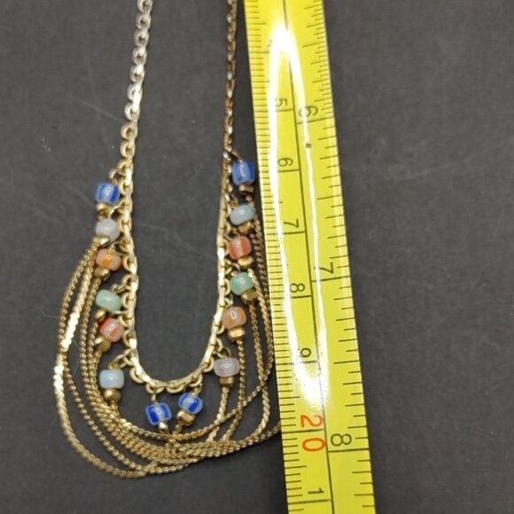 Small Gold Plated Fringe Necklace with Smal Beads - Picture 5 of 5